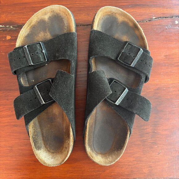 Birkenstock Arizona Sandals Suede Black Size 39 EUC 8.5 - Picture 2 of 6